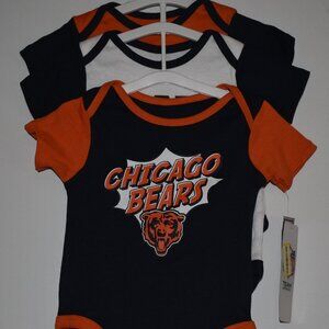 Licensed NFL Chicago Bears, 3 Pack Onesies Size 3-6 Months Brand New